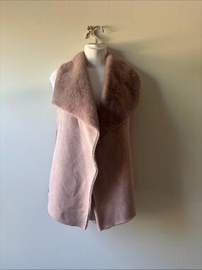 Twelvth Love Faux Shearling Vest Dusty Rose Cozy Layering Piece